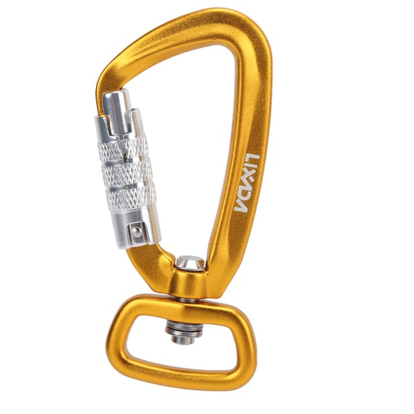 Carabiner Clip Auto Locking Square Bottom 360 Rotation Hook Accessory for Dog Leashes Hammocks Backpacks Yellow