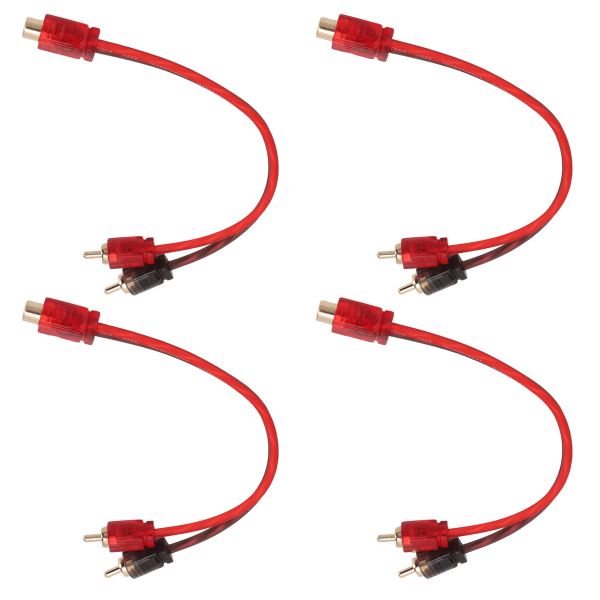 4 stk Bil RCA 1 Hunn 2 Hann Adapter Y Splitter Høyttaler Lydkabel 20cm Lang for Enhet med 3.5mm Jack
