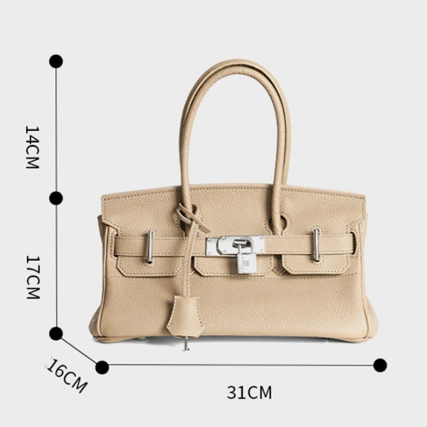 Elegant Vit Ko-Läder Handväska för Kvinnor Premium Kvalitet Chic Design Milkshake White 30*15*32cm