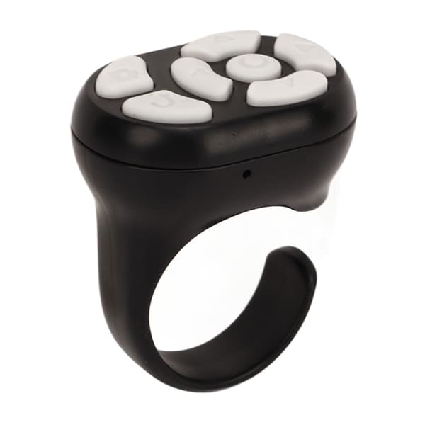 Remote Control Scroll Ring Bluetooth APP Page Turner Camera Remote Shutter Selfie Button with Charging Case for Mobile Phone Black
