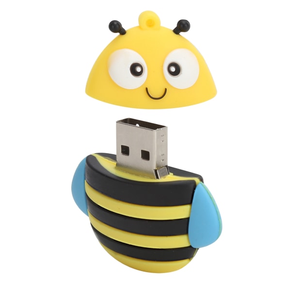 Memory Stick USB Flash Drive Pendrive Gave Datalagring Cartoon 3D Bee Model Yellow64GB