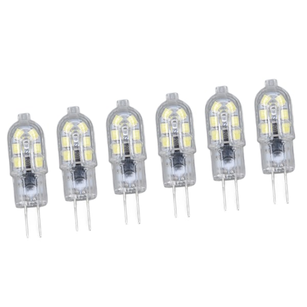 G4 2835 LED-pære 10-pakning, Transparent Plug-in Lyspære for Bobil Skap Landskapslys, 6500K Hvit Lys