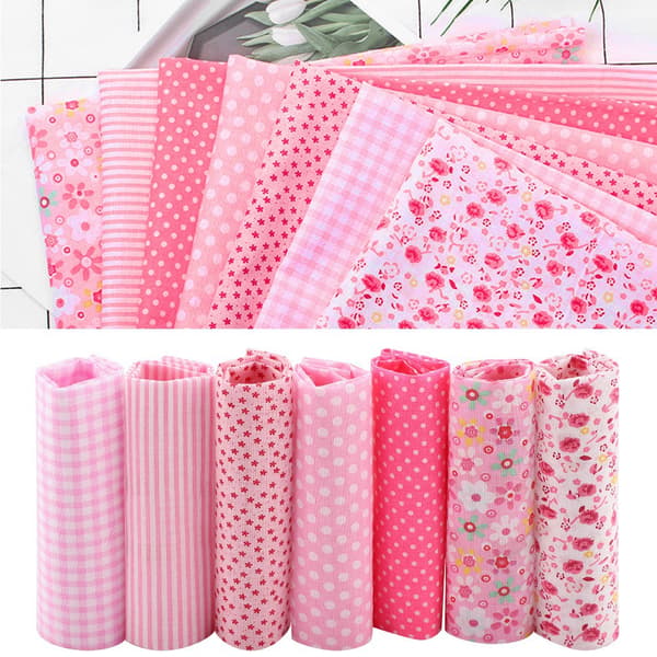 Bomullstyg DIY Blandade Kvadrater Paket (Rosa)