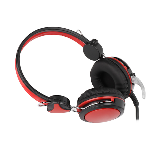 Spillhodetelefon med støydemping, stereo, ergonomisk, kablet, for dataspill, med mikrofon for PC, rød