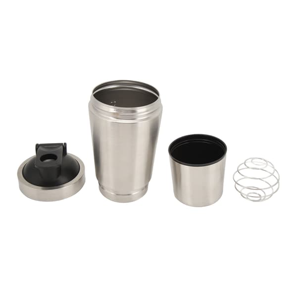 Protein Shaker-flaske i rustfritt stål med visp - 600 ml Sølv