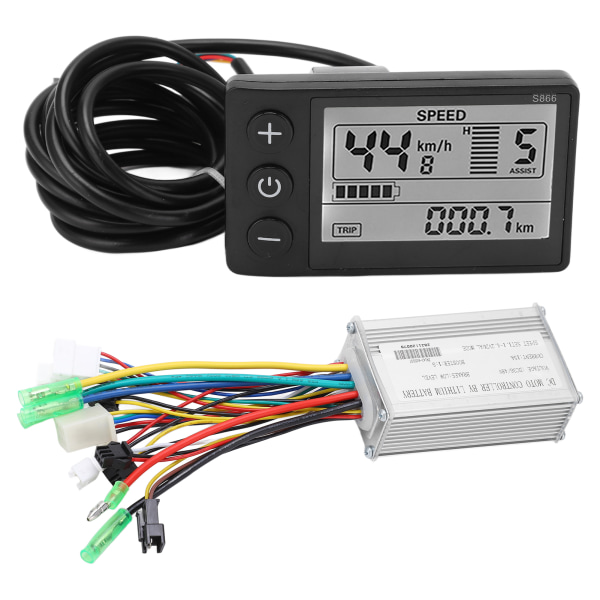 Elektrisk sykkel Brushless Controller Kit med 36V/48V 250W/350W Motor og 15A LCD866 Display Panel