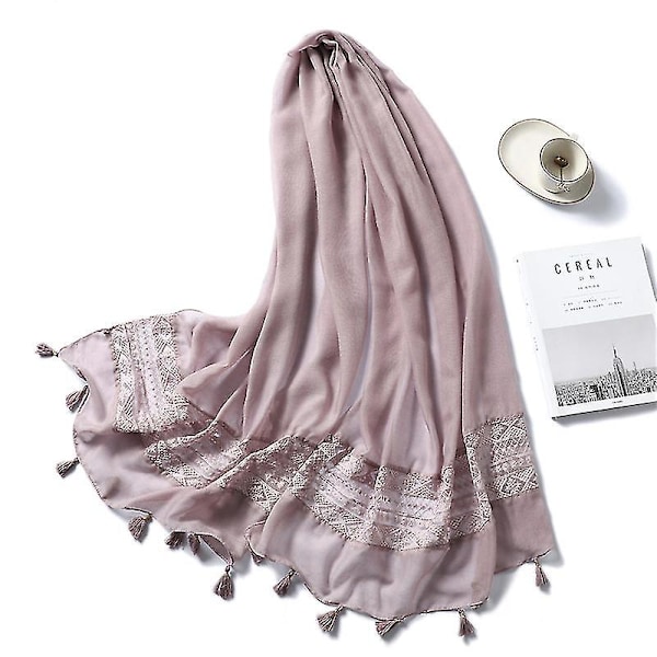 Puuvillainen talvihuivi naisille hapsulla Hijab WJ121-Pink