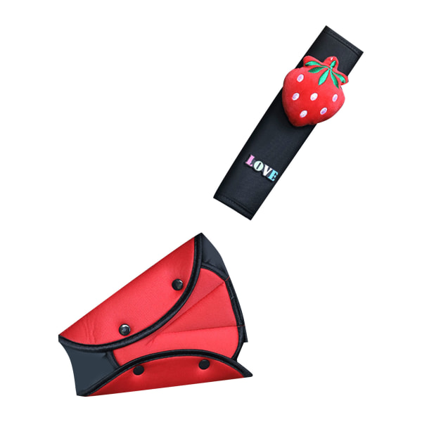 Söt Strawberry Car Bälteskudde för barn - Mjuk och tjock sätesremsa i polyester för bil