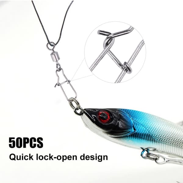 50 STK Fiskekrog Forbindelsesled Roterende Rustfrit Stål 2 4 5 6 8 0.1