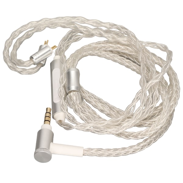 Oppgraderingskabel for øretelefoner, erstatning, 8-kjerners sølvbelagt 2-pins hodetelefonledning med mikrofon for KZ C10 C16 AS10 ZS4 ZS3 ZS5
