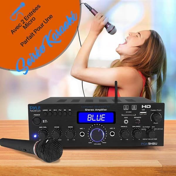 Pyle Bluetooth-forstærker 200W multi-kanal – HDMI, USB/SD, FM, mikrofon, fjernbetjening