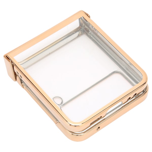 Fällbart Telefonfodral Stötsäkert Elektropläterat PC Transparent Bak Snyggt för Samsung Galaxy Z Flip 3 Guld
