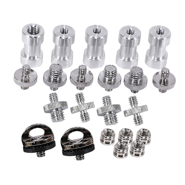 Camera Screw Set, 22 Pcs Threaded Screw Adapter Kit for Camera, Tripod, Monopod, Light Stand, Quick Release Neck Strap