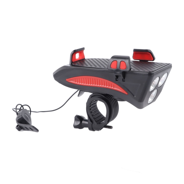 Multifunksjonelt sykkeltelefonstativ med frontlykt og høyttaler - ideell for nattkjøring på vei og fjell (rød)