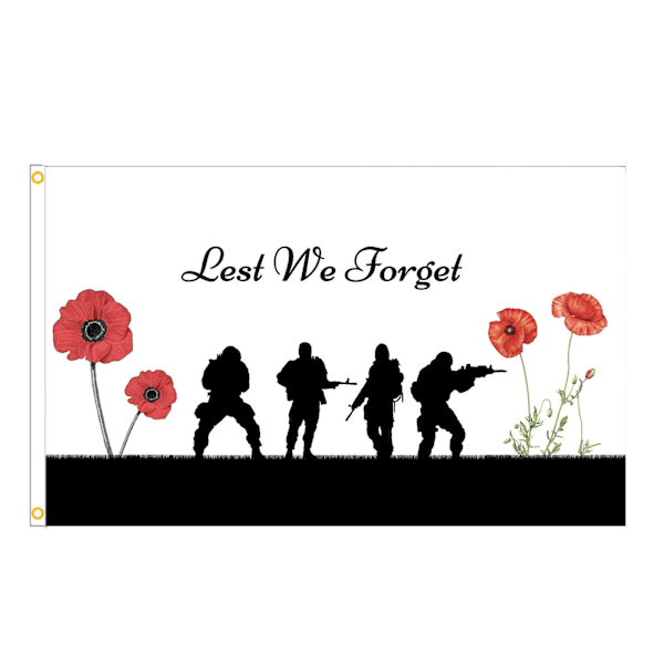 Lest We Forget Flag, 3 X 5 Ft Lest We Forget Flag Til Veteraner Memorial Day, Mindedag Poppy Flag Banner Lest We Forget Flag A