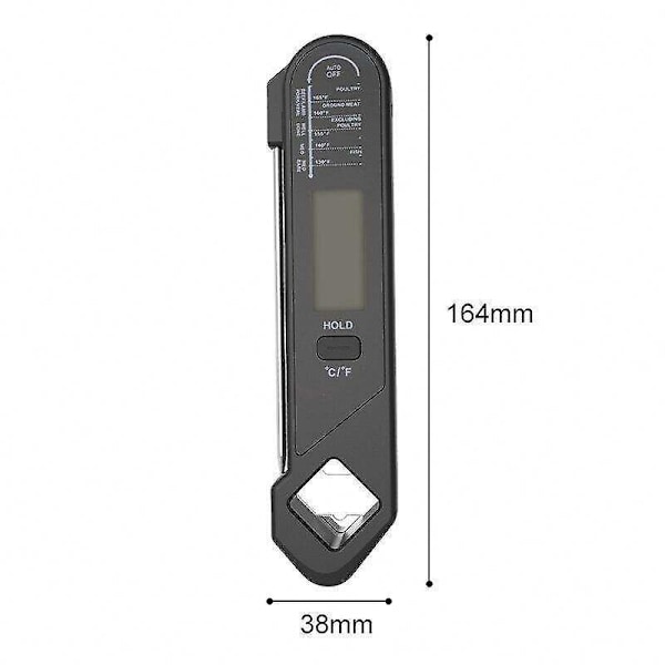 Hurtiglest Vanntett Kjøttsensor - Digital LCD-Skjerm - Perfekt for Grill, Kylling, Sjømat, Biff