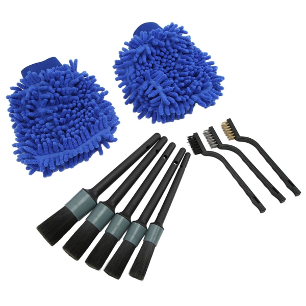 Car Detailing Brush Kit - 10 stk universelle myke børster for støtfangere, skjermer og hjul