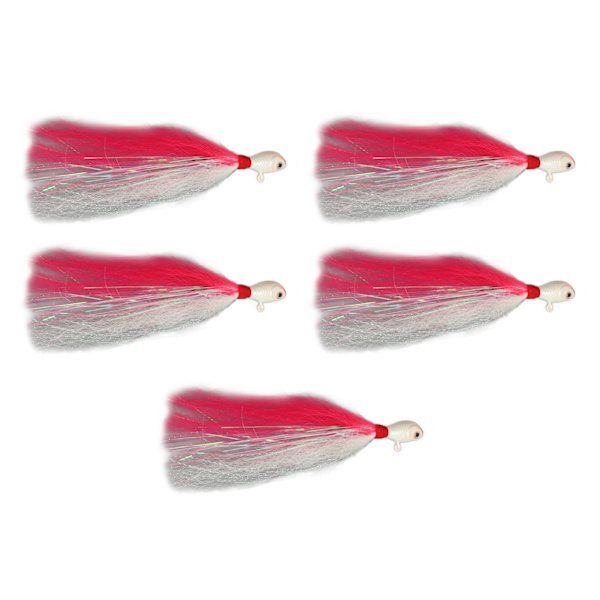 Metall Isfiske Jiggsett - 5 stk Rosa naturlige agn med skarpe J-kroker