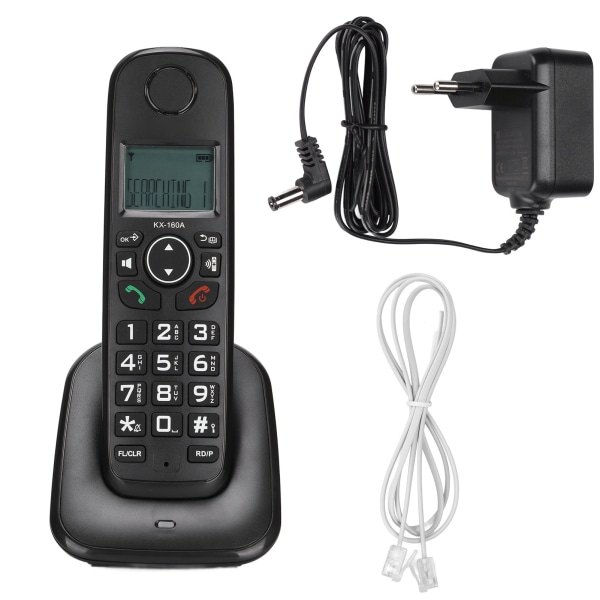 KX-160A johdoton puhelinluuri Langaton puhelin soittajan tunnuksella Odottaa puhelua koti- ja toimistokäyttöön EU-pistoke 100-240VMusta EU-pistoke