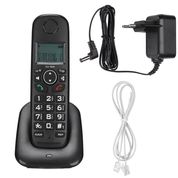 KX-160A trådløs telefon Håndsett Trådløs telefon med oppringer-ID Samtale venter på hjemme- og kontorbruk EU-plugg 100-240VBlack EU-plugg