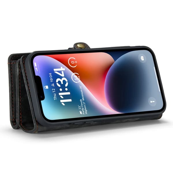 Monipaikkainen 2-in-1-lompakkokotelo iPhone 14 Musta