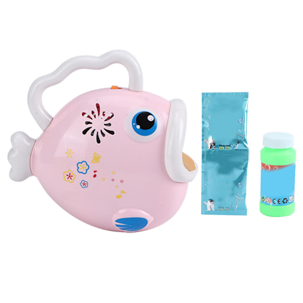 Full Automatic Cute Animal Shape Electric Blowing Bubble Toy Bubble Machine with Light Music(Pink )