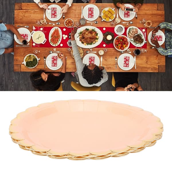 Rosa Engangs Papir Runde Tallerkener 7 tommer (8 stk) - Bursdag Bryllup Fest Servise