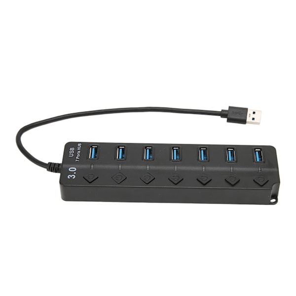 USB3.0-hubb 7 portar 5 Gbps höghastighetsöverföring Bred kompatibilitet Bärbar USB3.0-delare Dockningsstation Svart