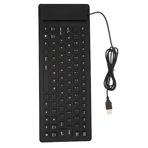 Foldbart Silikontastatur 85 Taster Foldbart Design Lydløst Ledningsført Vandafvisende Støvsikkert Fleksibelt Tastatur Sort