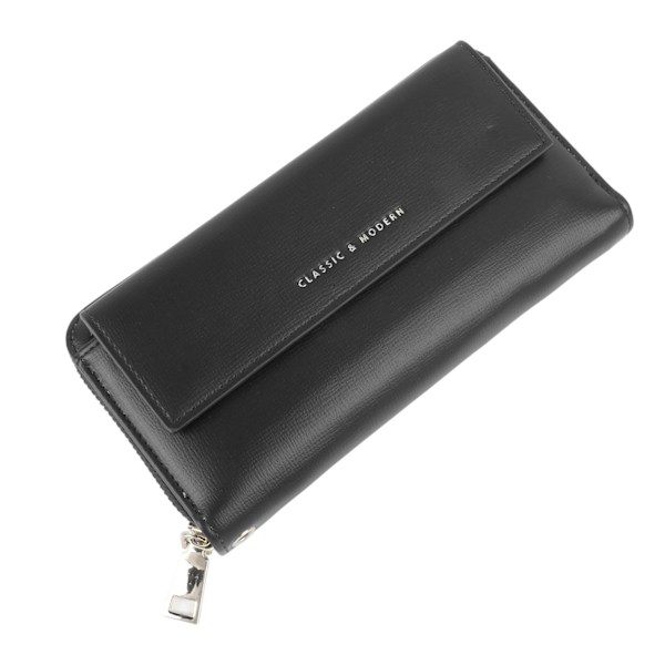 Naisten lompakko PU-nahkaa vetoketjullinen matkapuhelinkorttikotelo lompakko käsilaukku irrotettavalla hihnalla päivittäiseen käyttöön musta