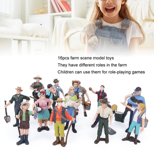 16 st Simulation Gård Karaktär Modell Set Bonde Miniatyr Leksaksfigur Pedagogiska Leksaker