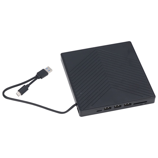 Ultrallinen ulkoinen CD- ja DVD-asema, 6-in-1, Plug and Play, Type C USB, Optinen asema, HUB, CD-poltin kannettaville tietokoneille, pöytätietokoneille