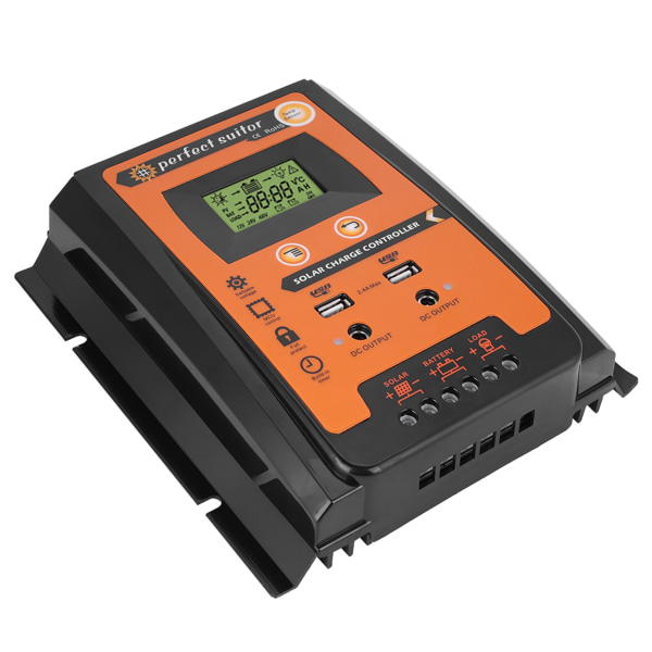 Solar Charge Controller 12V/24V 50A - PWM&MPPT, Dual USB, LCD-skærm