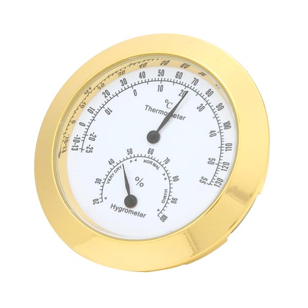 Guld Rund Termometer Hygrometer Luftfuktighet Temperaturmätare för Violin Gitarrfodral