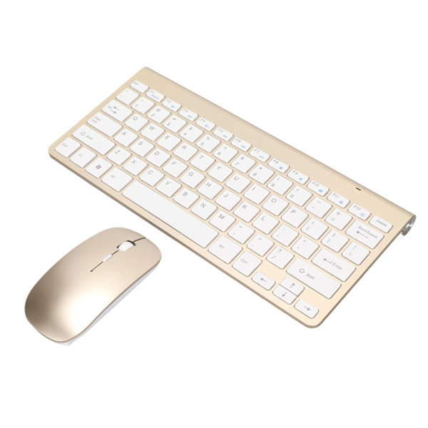 Trådlöst 2.4G tangentbordsmusset - 78 nycklar, tunna etsade tangentkapslar, ergonomisk design, mute-knapp, USB-anslutning - guld