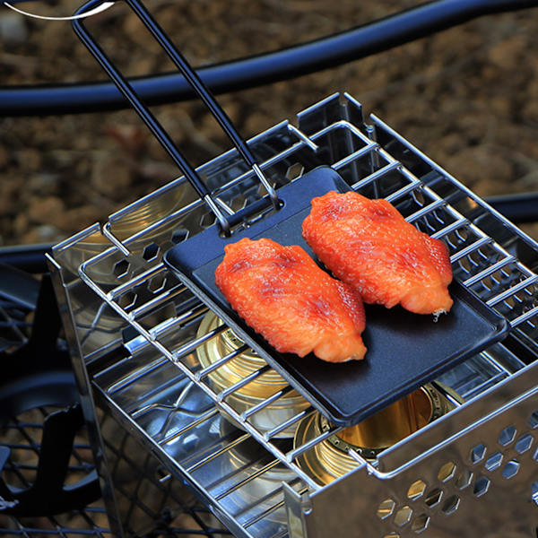 Mini Grillrist i Jern, Bærbar Kompakt, Enkel å Rengjøre BBQ Grillpanne for Camping Hjem Utendørs
