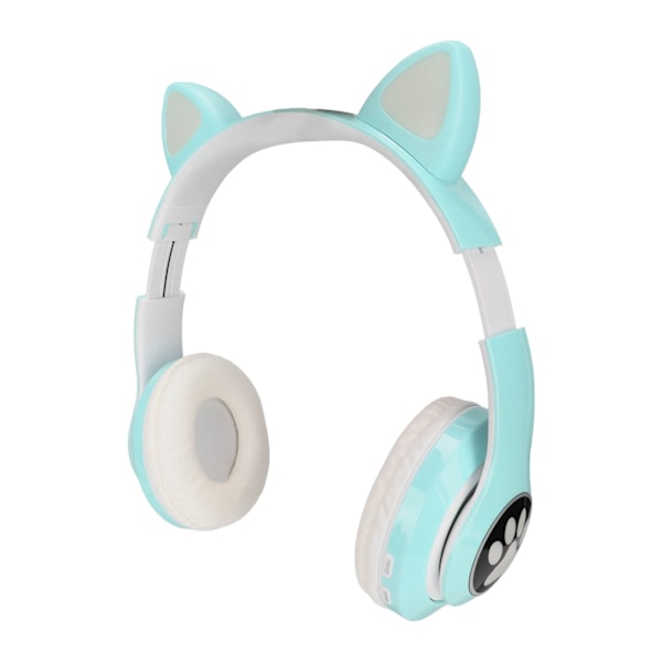 LXB39C Barnhörlurar Bluetooth 5.0 Vikbara Trådlösa Lysande Musik Kattöron Hörlurar för Barn (Vattengrön)