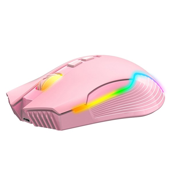 Trådløs Mus USB Genopladelig Ergonomisk Trådløs Spilmus til Bærbar PC Computer Pink