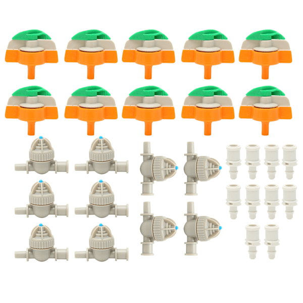 10 sett roterende sprinklerdyse antidrypp-enhet 4/7 slangepigg-kontakt for drivhushage-vanning