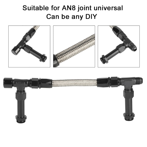 Rustfritt stål Dual Fuel Line for modifiserte biler - AN8 Joint, Universal Black