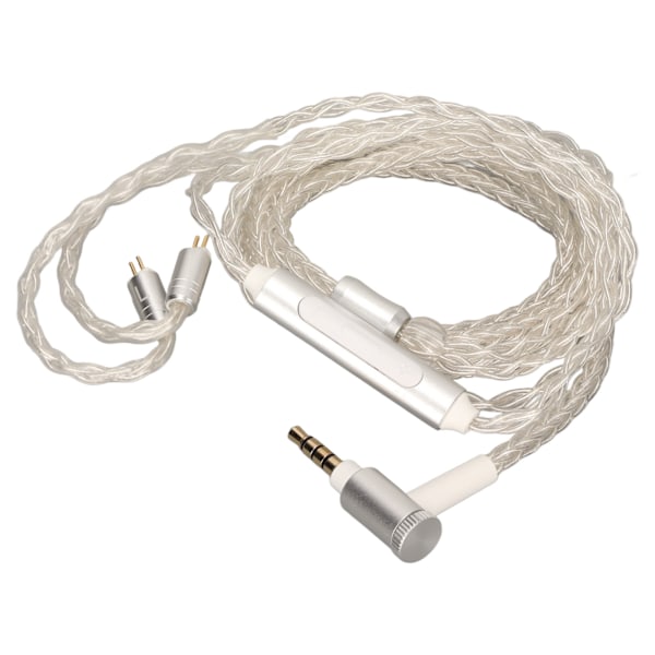 Oppgraderingskabel for øretelefoner, erstatning, 8-kjerners sølvbelagt 2-pins hodetelefonledning med mikrofon for KZ C10 C16 AS10 ZS4 ZS3 ZS5