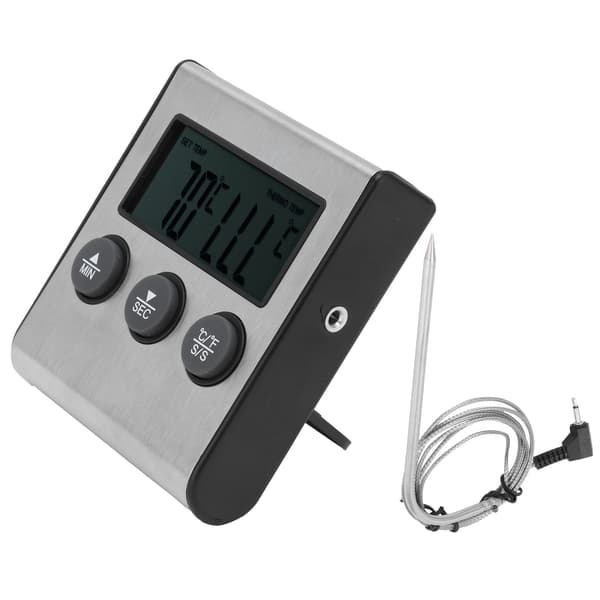 Digital Kötttermometer Mattemperaturmätare med Vikbar Sond Timer Alarm för Kök