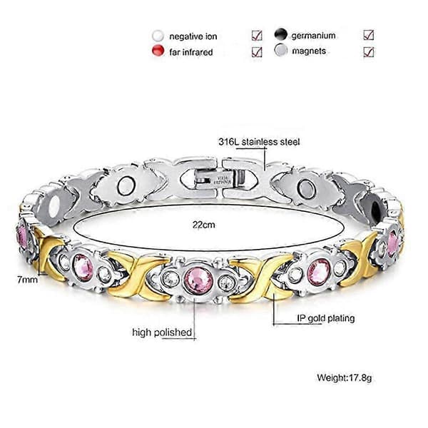 Magnetterapi klimakteriearmband för kvinnor Gold and Silver