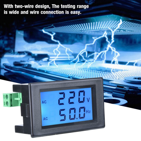 Tvåtråds LCD-skärm Spänning Voltmätare Digital AC Voltmeter Display Tester (AC150-500V Svart)