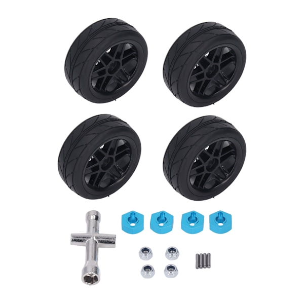 4 st 1/10 Skal RC Hjul och Däck Plastfälg Gummidäck Skin för 1/10 RC Bil A Däck