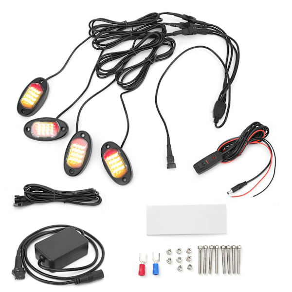 LED Rock Light Kit 1V4 Bluetooth Fjernbetjening Neon Vandtæt Musiklampe til Bil OffRoad Truck Chassis