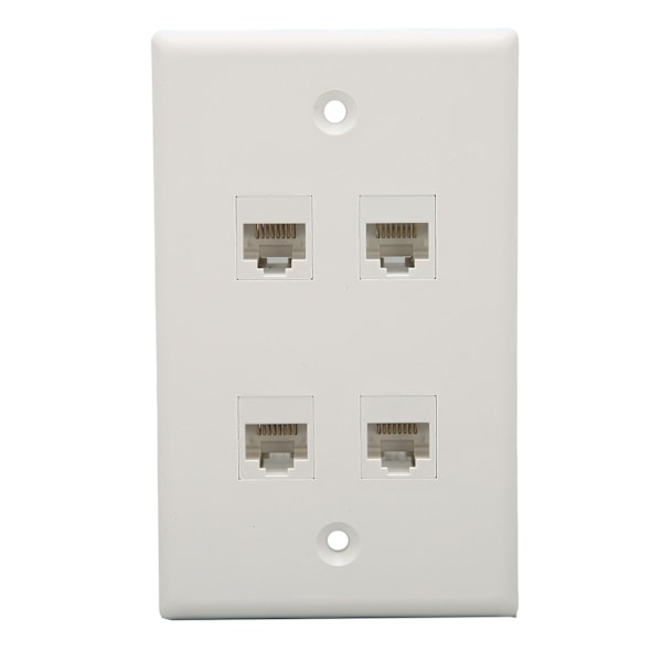 Ethernet Veggplate 4 Port Cat6 Plassbesparende God Fiksering Internett Veggplate med Skruer for Hjemmekontor