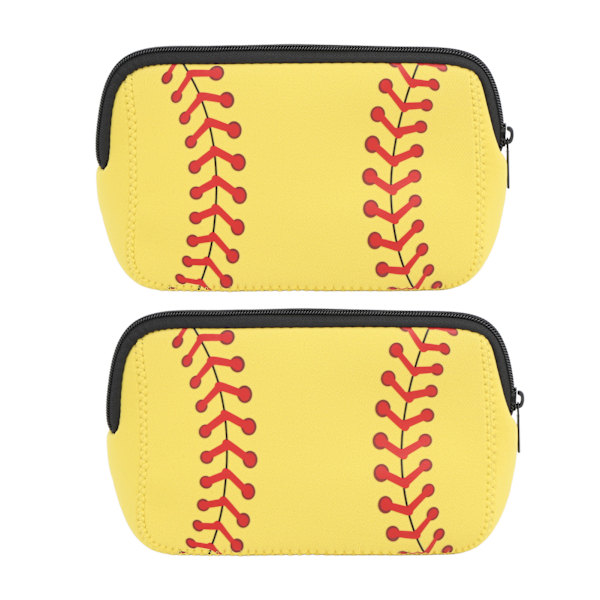 Baseball Print Neopren Vattentät Sminkväska - 2ST Gul