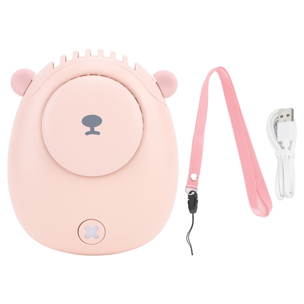 Mini bärbar bladlös hängande halsfläkt - Tyst 3 vindhastigheter - USB uppladdningsbar - Inomhus/Utomhus - Rosa