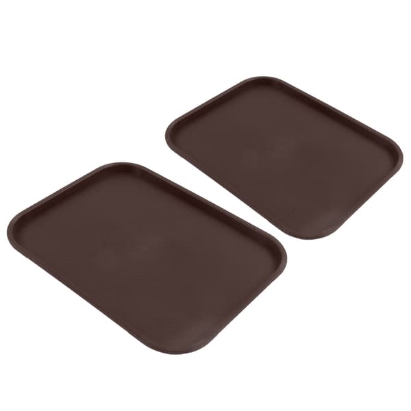 2 st Snabbmatsbricka Stapelbar Rektangulär Lättvikt Halkfri PP Matserveringsbricka för Restauranger Kaféer Brun